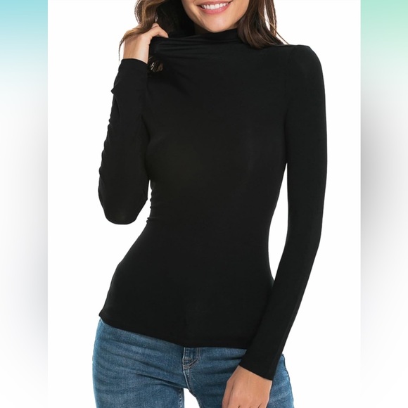 Tops - Womens Mock Turtleneck Long Sleeve Stretch Fitted Underscrubs Layer Tee Tops NWT